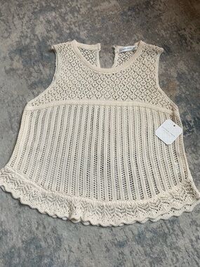 Altar'd State Open-Knit Cream Crochet Tank